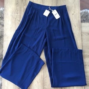 NWT Naked Zebra navy blue flowy palazzo pants S